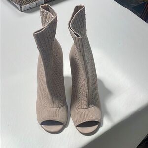 Charles by Charles David Rancid nude stretch knit peep toe bootie